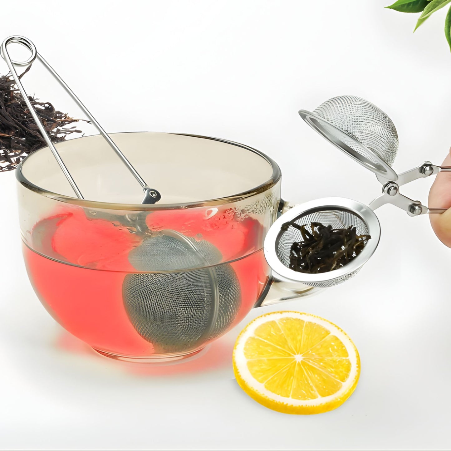 Edelstahl Teezange, Tee-Sieb mit Griff – 17 cm | Wiederverwendbarer Teefilter für losen Tee