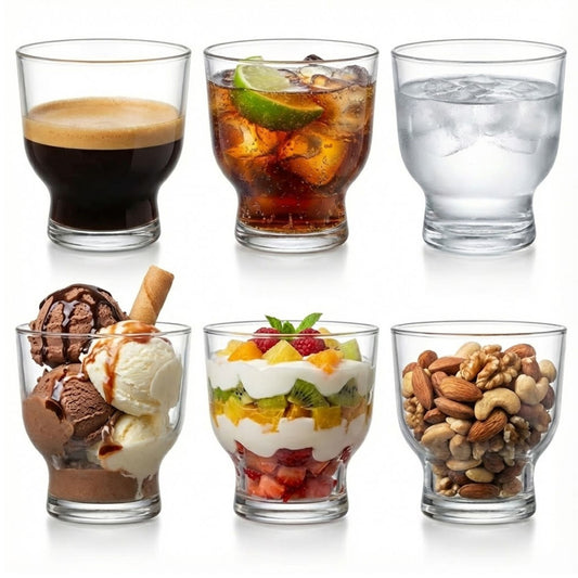 Petit 240 ml Glas Set 6 Stück Vielseitige Trinkgläser & Dessertschalen, Glasschalen