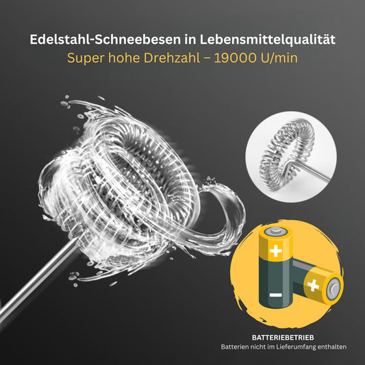 Elektrischer Milchaufschäumer aus Edelstahl, Batteriebetrieb