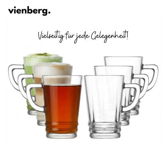 Elegan 6er pack Teegläser mit Henkel, 225 ml