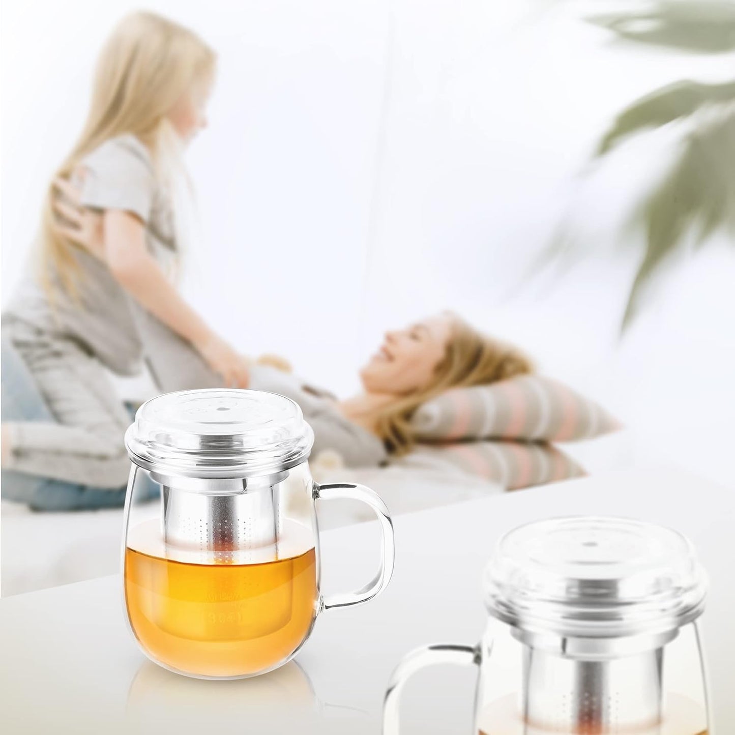 2-teiliges Teeglas mit Edelstahl-Sieb Set, 430 ml