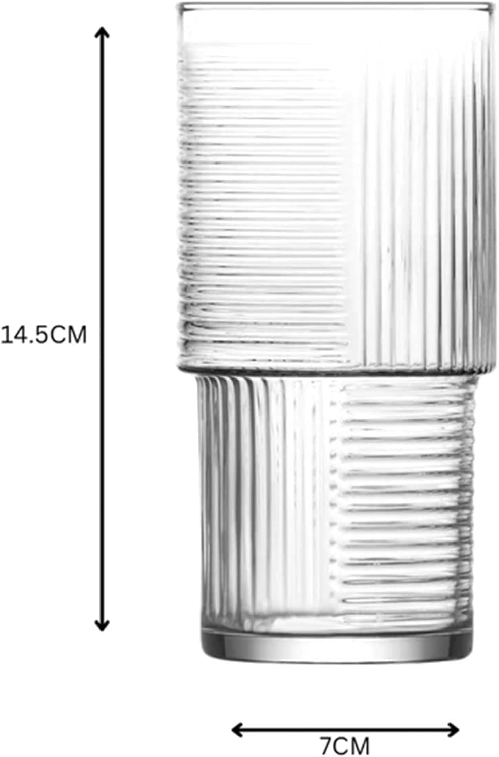 6 Stück Gläser Set | 400 ml Matcha-Gläser | Rippen-Glas mit geometrischem Muster | Glas für Matcha Smooties Wasser Softdrink, Trinkgläser, STAPELBAR (Kopie)