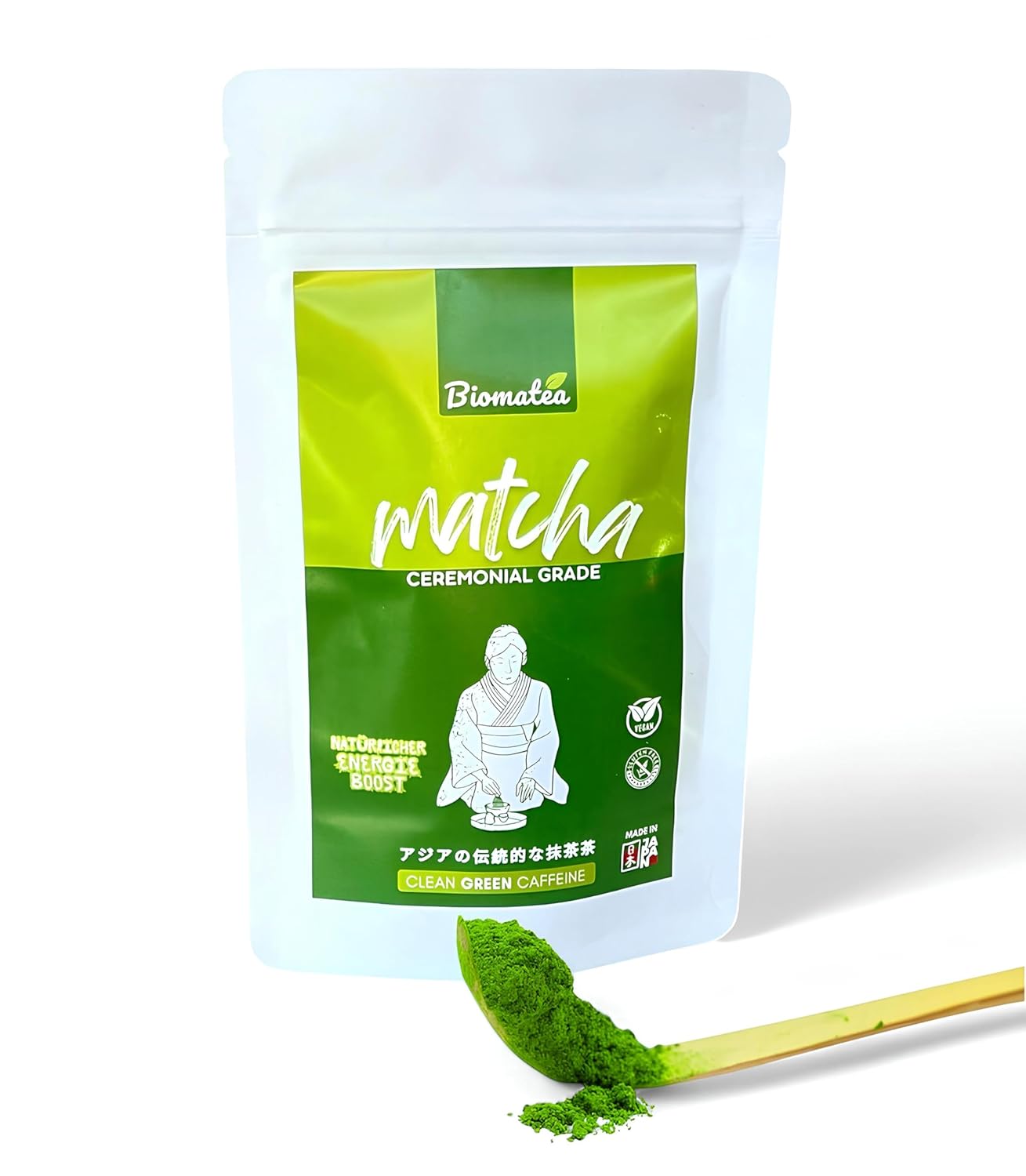 Biomatea Matcha Set: 50g Ceremonial Matcha + Bambus Whisk