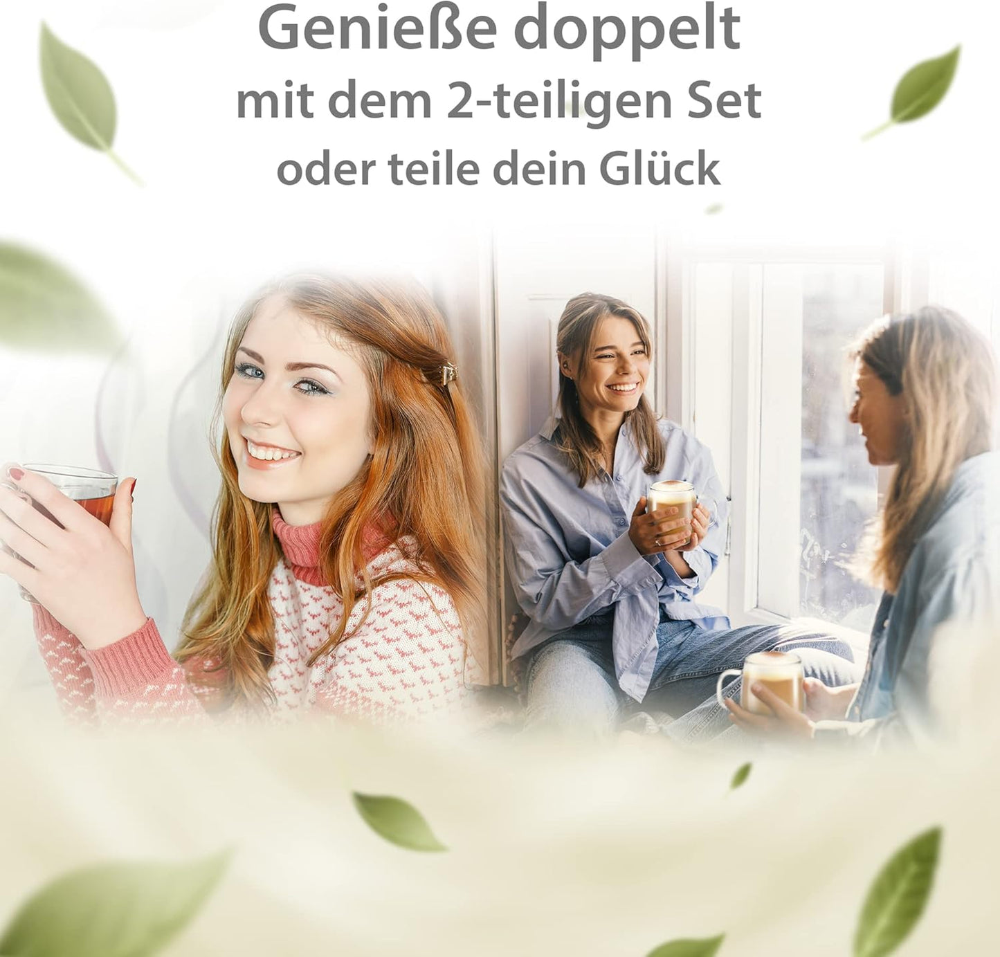 2-teiliges Teeglas mit Edelstahl-Sieb Set, 430 ml