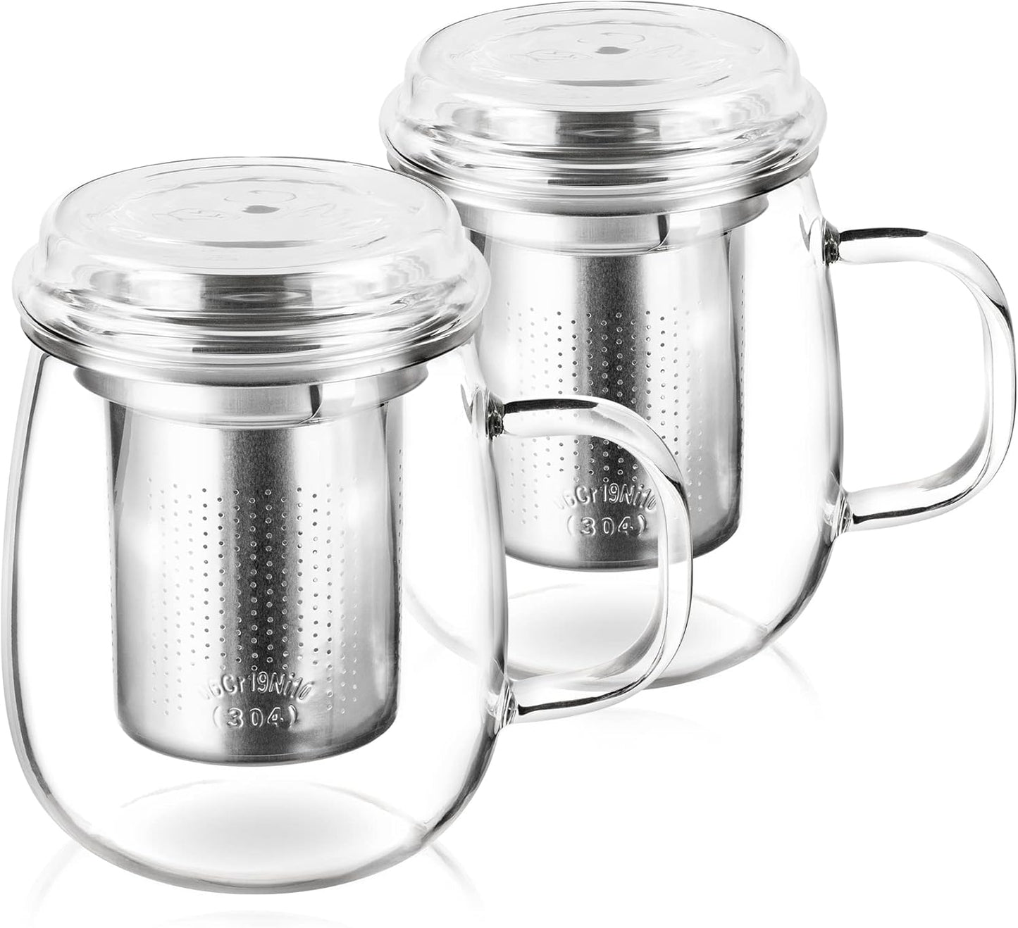 2-teiliges Teeglas mit Edelstahl-Sieb Set, 430 ml