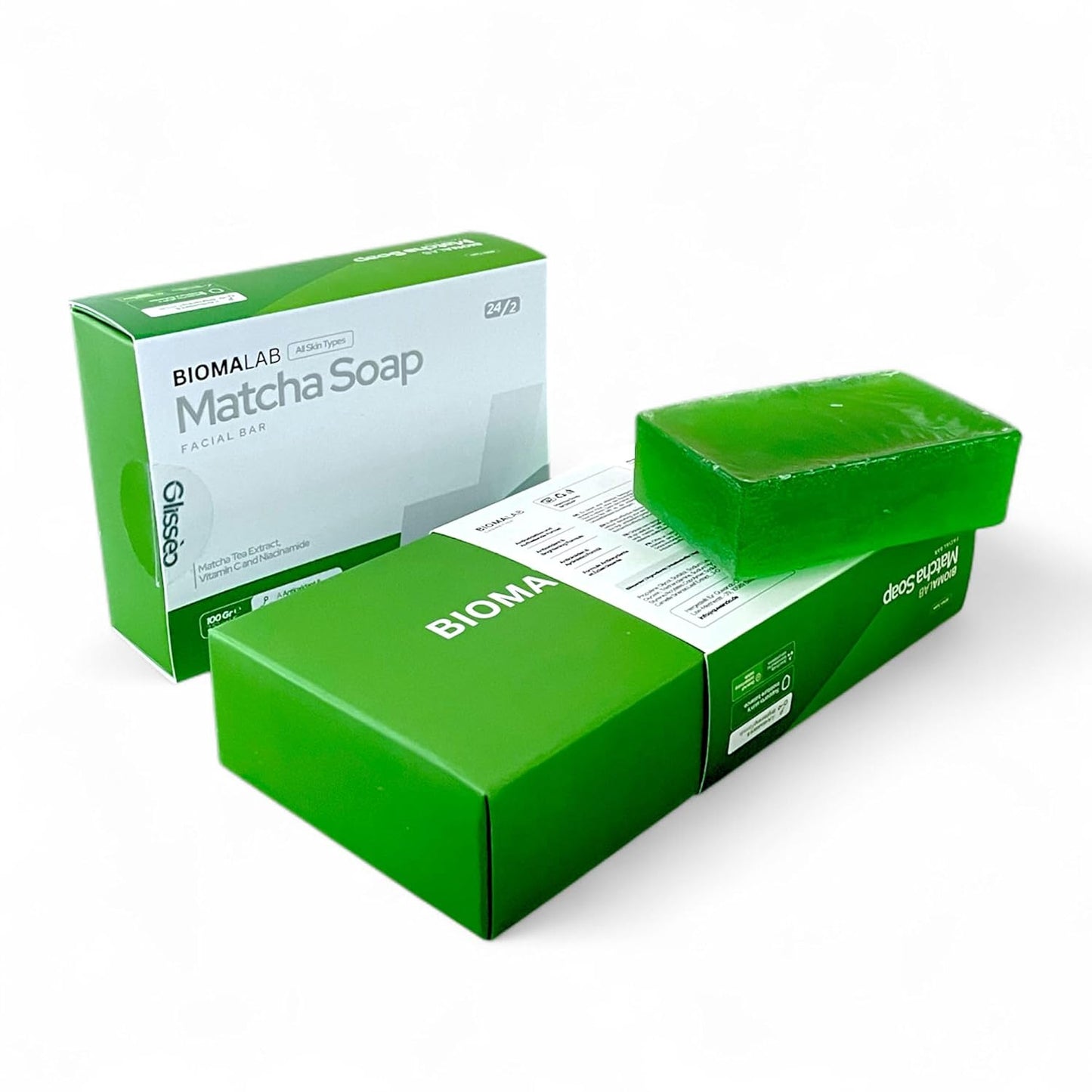 Matcha Gesichtsseife – mit Vitamin C & Niacinamid – Für klare, strahlende Haut – Vegane Pflege für alle Hauttypen – 100g