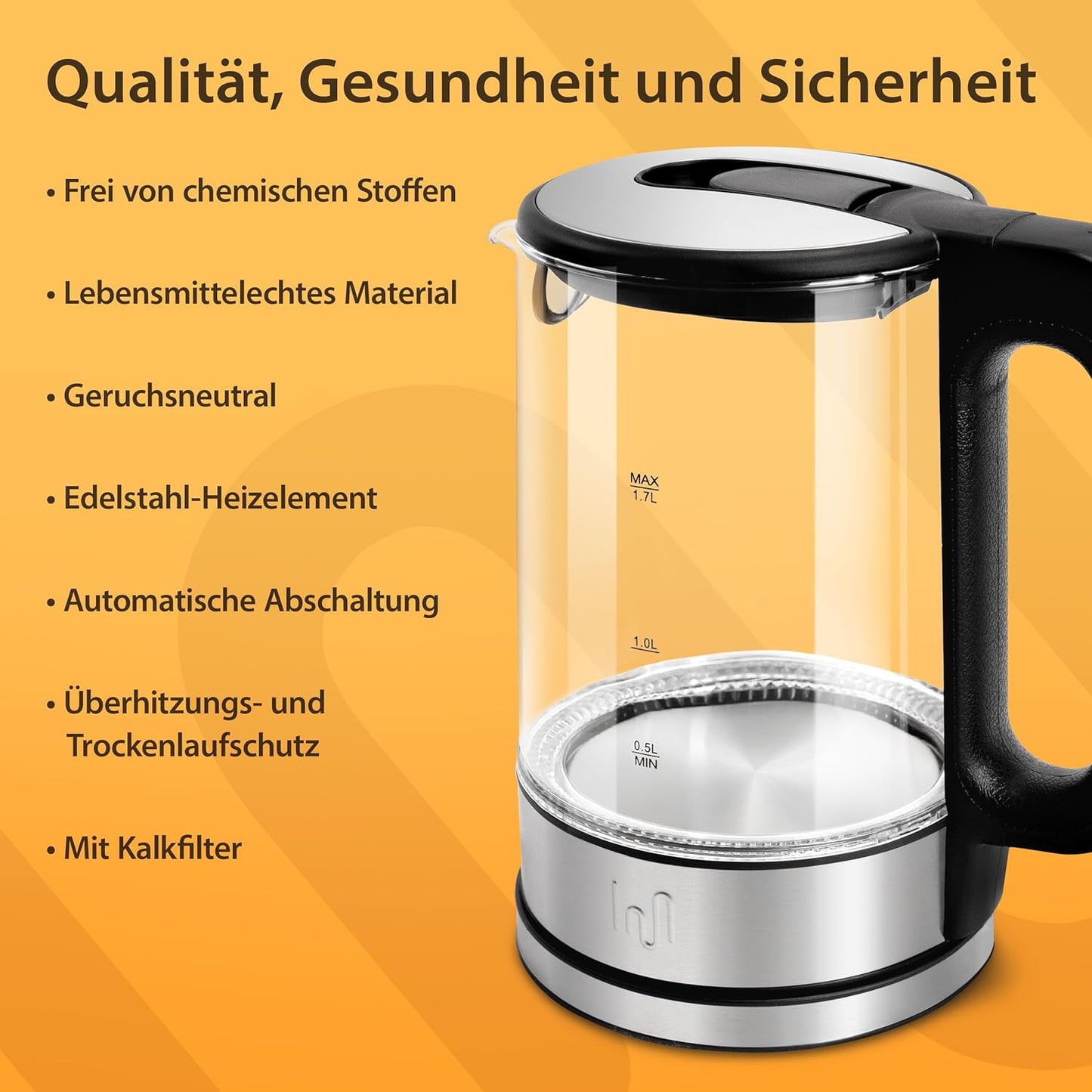 LED Glas Wasserkocher 1.7L Classic