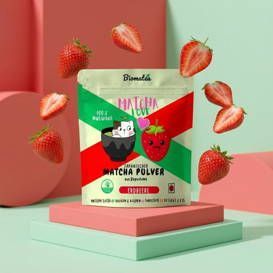 Matcha Love, 50 g japanischer Matcha Tee Pulver mit Erdbeere Geschmack