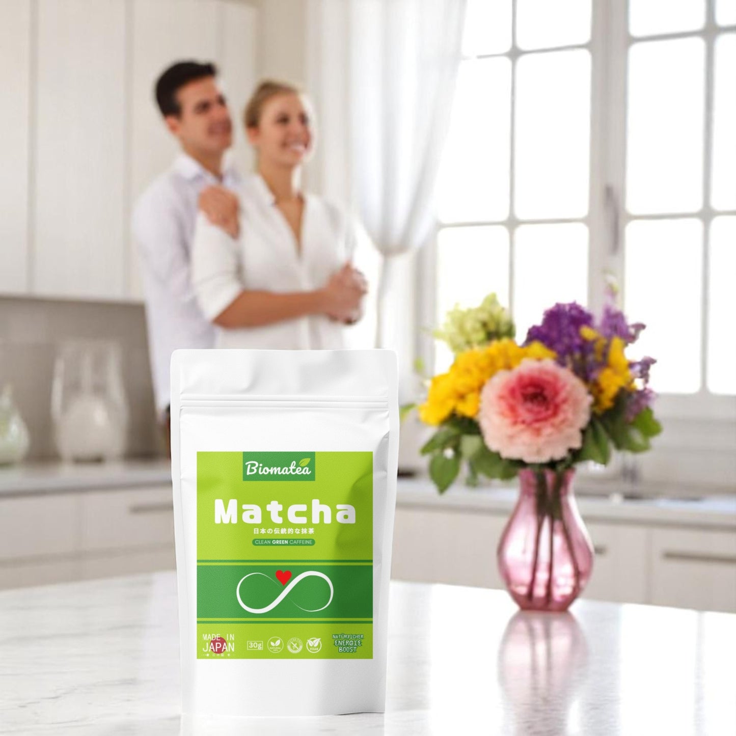 Biomatea Matcha aus Japan Geschenkidee mit Botschaft, 30g – Vegan & Zuckerfrei