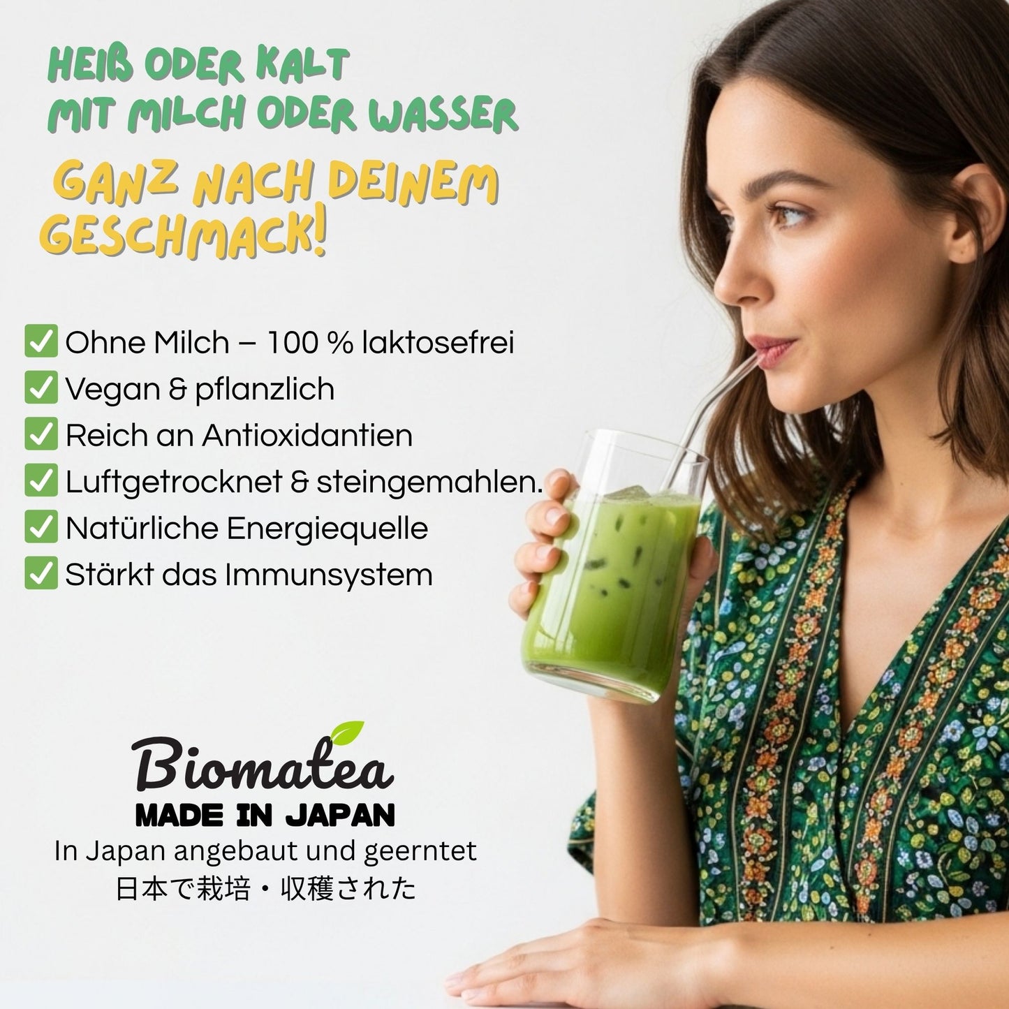 Biomatea Matcha aus Japan Geschenkidee mit Botschaft, 30g – Vegan & Zuckerfrei
