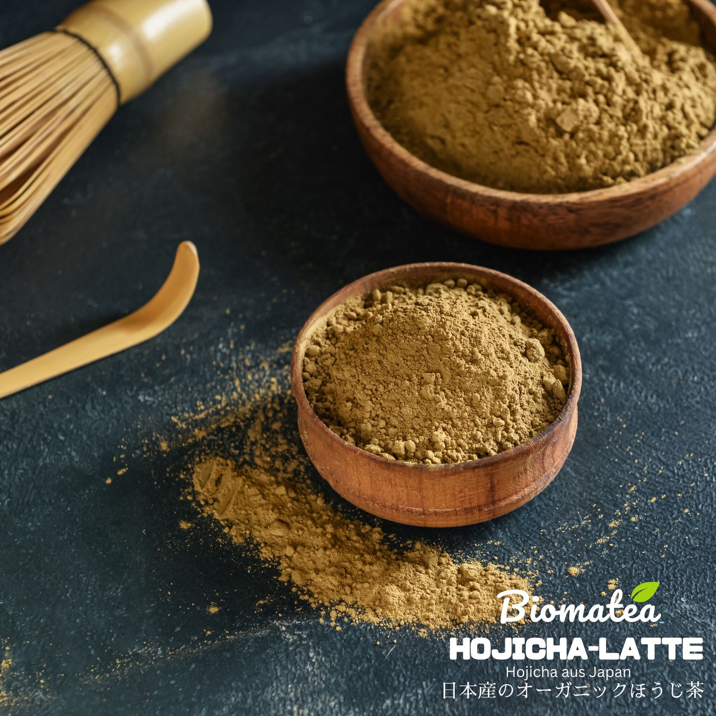 Bio Hojicha Latte Pulver aus Japan – Mit Kokosblütenzucker – 100g – Veganer Eistee oder Latte – Für heiße & kalte Zubereitung