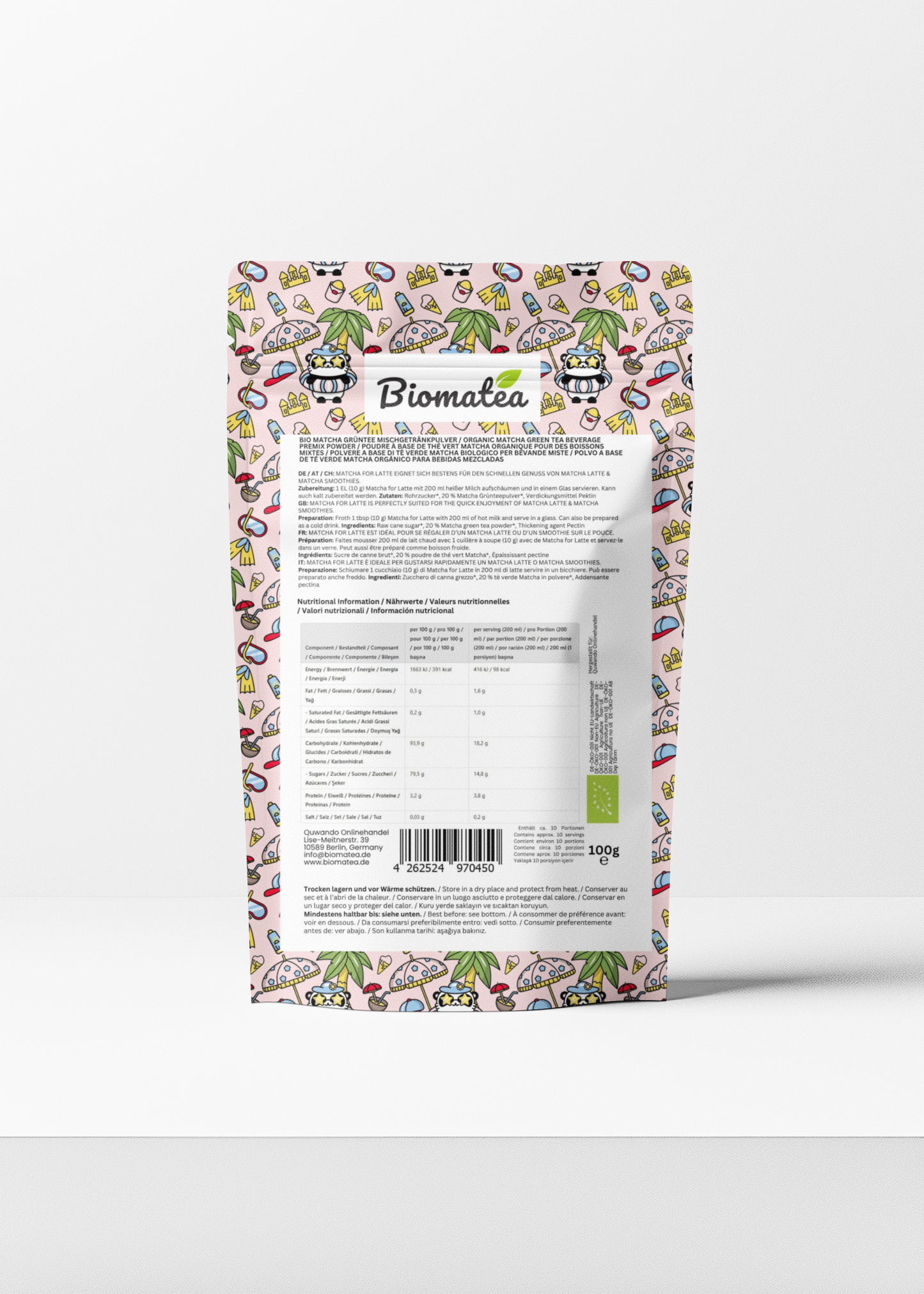 Biomatea 100g Bio iced Matcha Latte, aus Japan. Sommer edition, leicht gesüßt