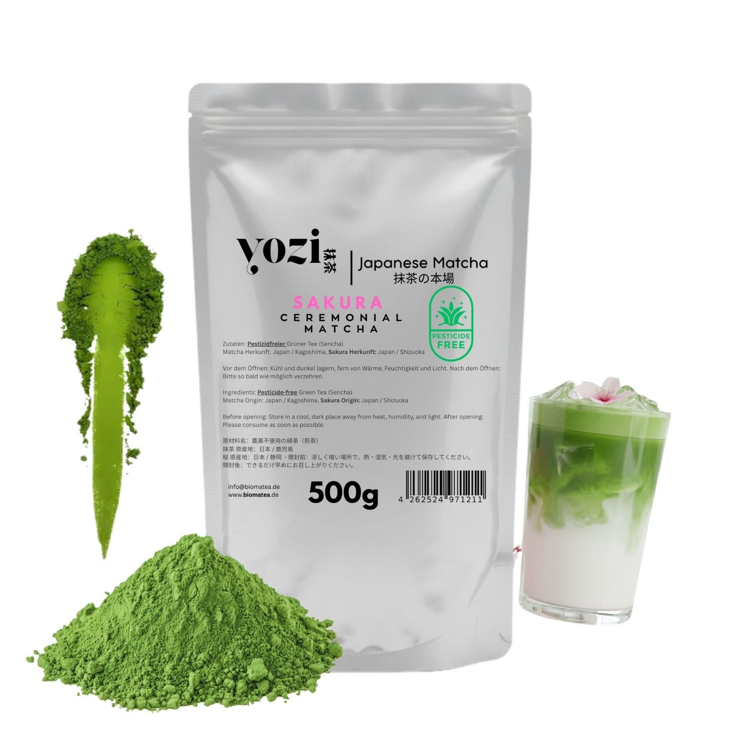 500g Vorratspack Ceremonial Sakura Matcha aus Kagoshima, japanischen Kirschblüten | Pestizidfreier Matcha-Tee