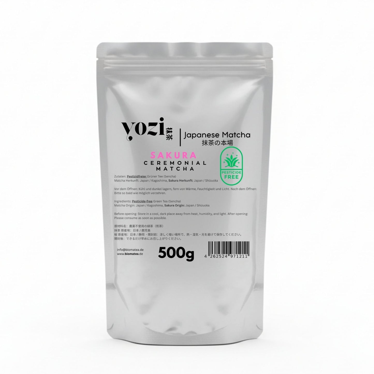 500g Vorratspack Ceremonial Sakura Matcha aus Kagoshima, japanischen Kirschblüten | Pestizidfreier Matcha-Tee