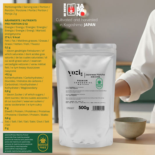 500g Vorratspack Premium Ceremonial Matcha Pulver aus Kagoshima Japan, Pestizidfrei Matcha-Tee