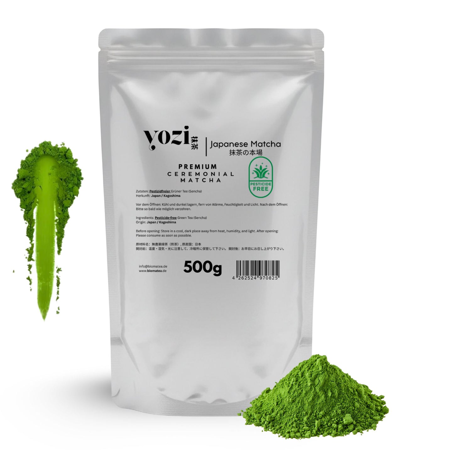 500g Vorratspack Premium Ceremonial Matcha Pulver aus Kagoshima Japan, Pestizidfrei Matcha-Tee