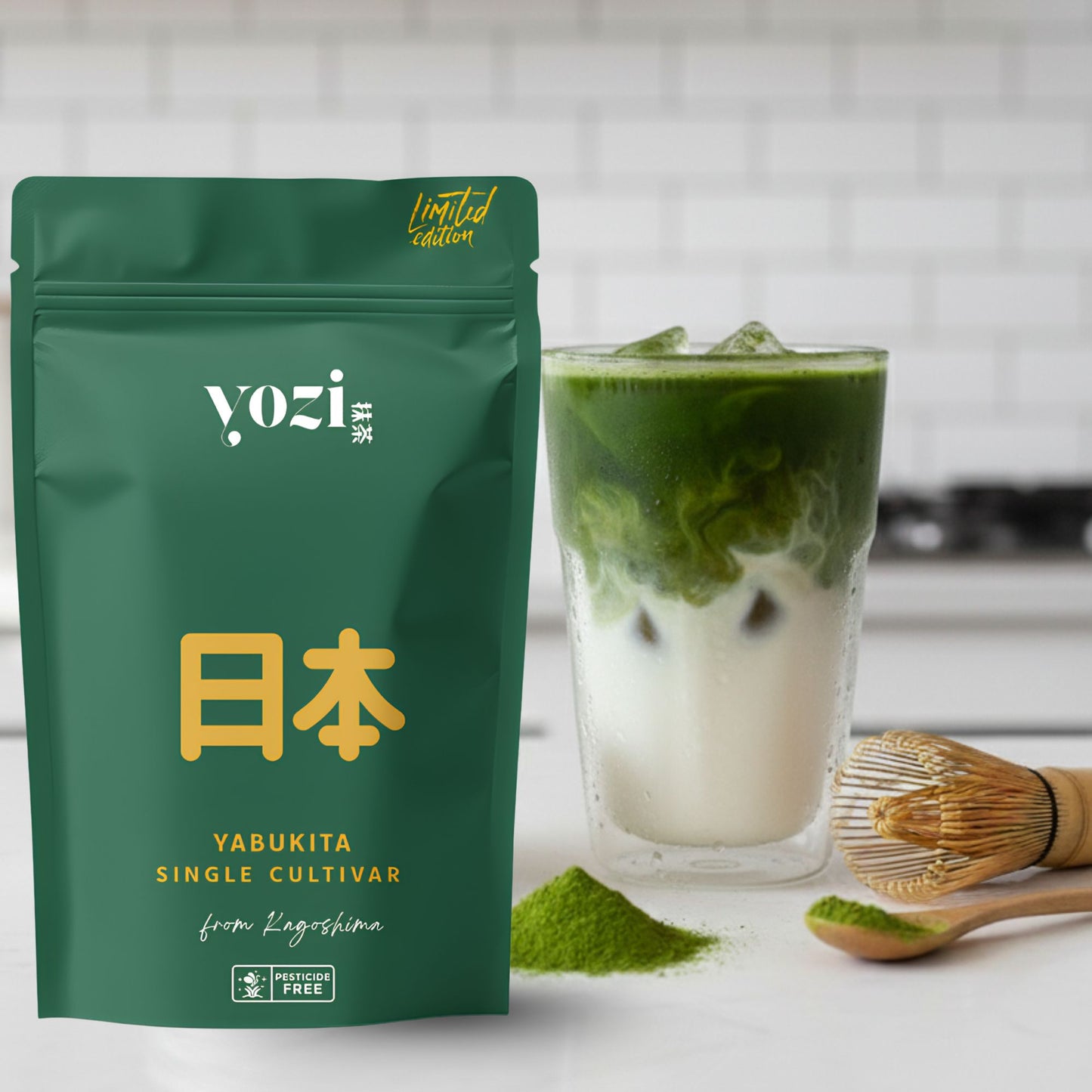 Yabukita sigle cultivar Matcha Tee Pulver aus Kagoshima, ceremonial grade, 80g, Limitierte Auflage