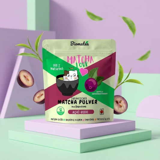 Matcha Love, 50 g japanischer Matcha Tee Pulver mit Acai Beere Geschmack