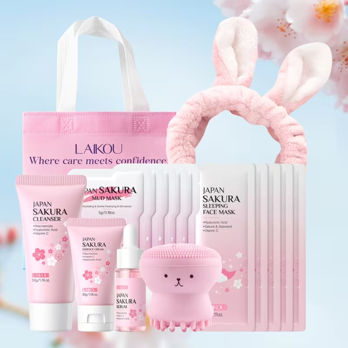 Sakura Hautpflege-Geschenkset, 16-teilig – Gesichtspflege, Masken & Zubehör
