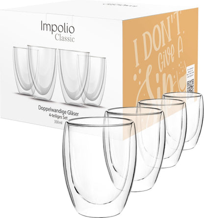 4x 350ml doppelwandige Latte Macchiato, Tee Gläser mit Schwebeeffekt