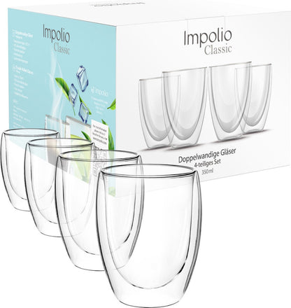4x 350ml doppelwandige Latte Macchiato, Tee Gläser mit Schwebeeffekt