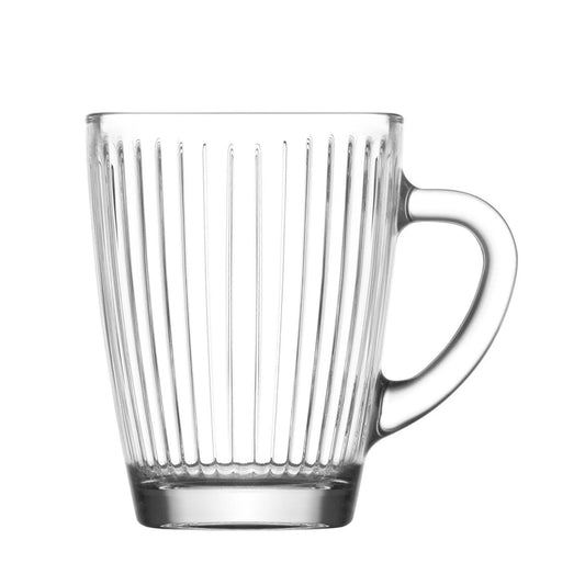 6er Set Matcha & Teegläser mit Henkel Rillen-Relief design, 400 ml