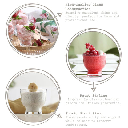 Petit 240 ml Glas Set 6 Stück Vielseitige Trinkgläser & Dessertschalen, Glasschalen