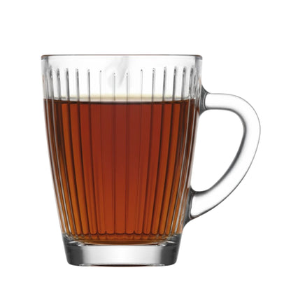 6er Set Matcha & Teegläser mit Henkel Rillen-Relief design, 400 ml