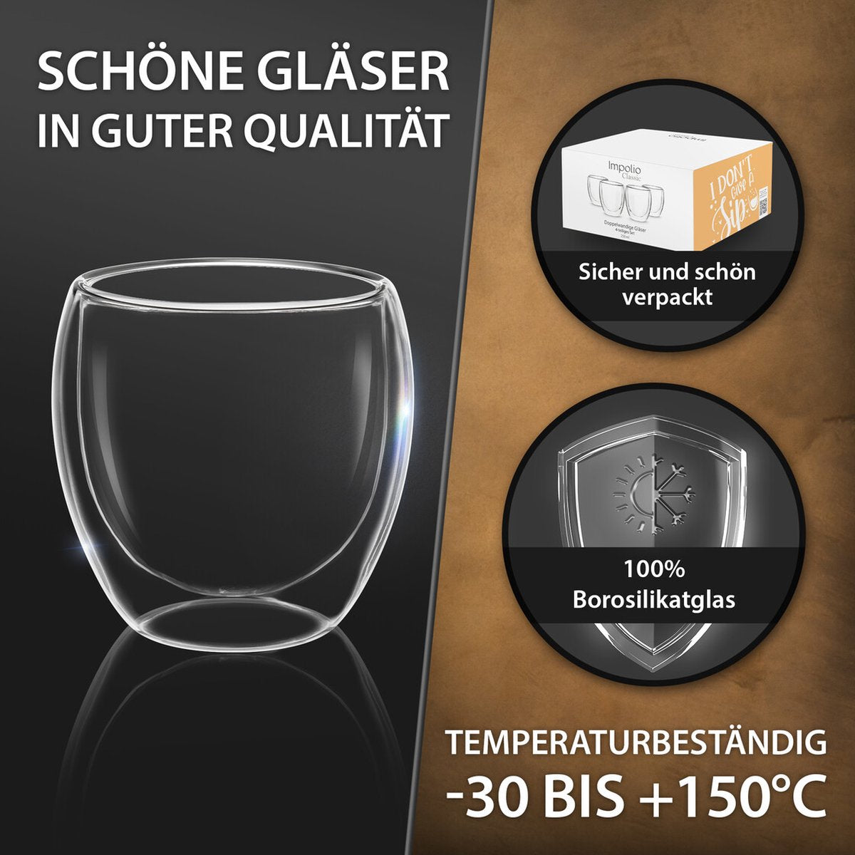 4x 250ml doppelwandige Latte Macchiato, Tee Gläser mit Schwebeeffekt