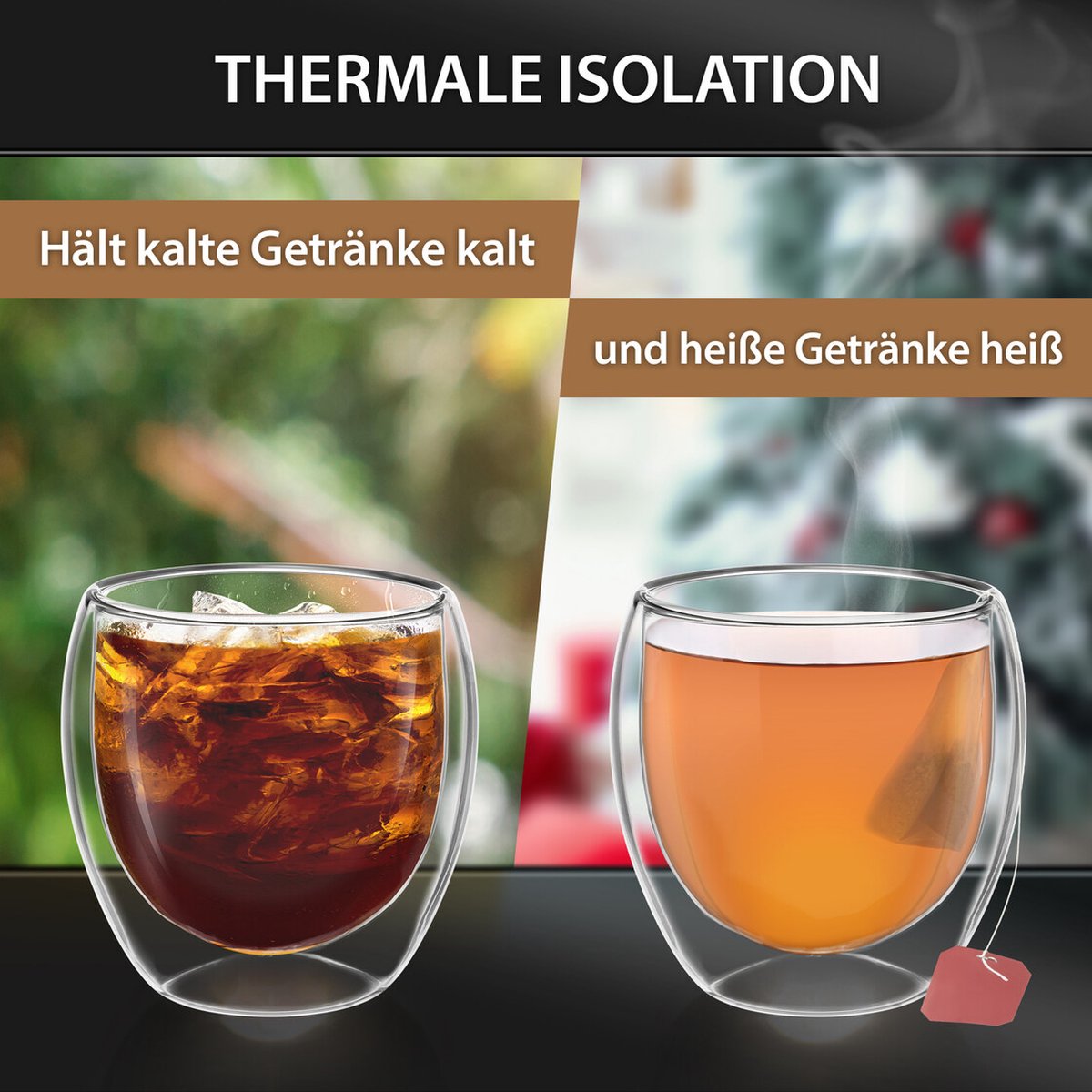 4x 250ml doppelwandige Latte Macchiato, Tee Gläser mit Schwebeeffekt