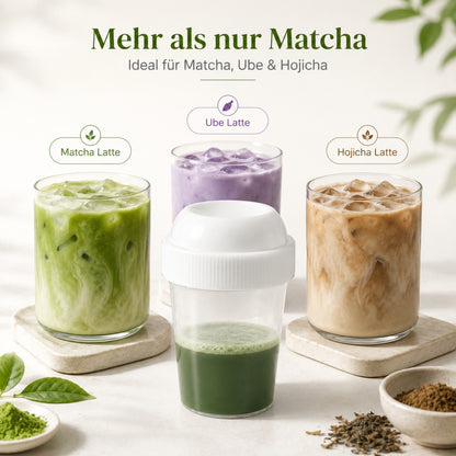 Mini Matcha Shaker 20 ml für Matcha, Hojicha & Ube Latte, kompakter Tee Shaker mit Schraubdeckel, Made in Japan
