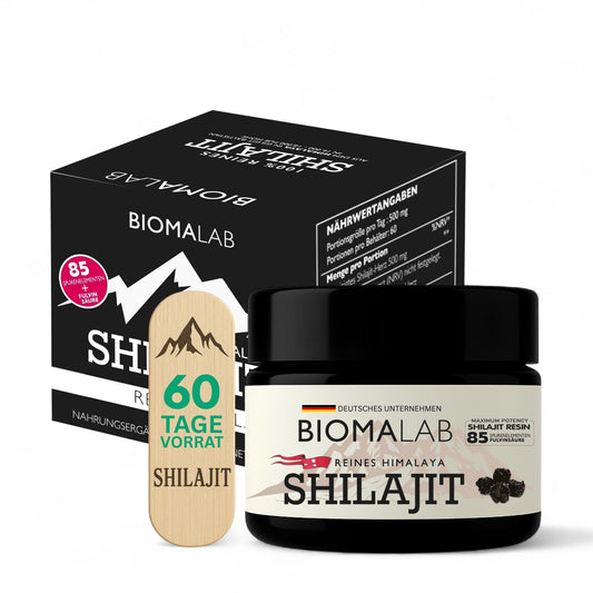 Shilajit Harz – aus Himalaya – 30g Glas – Mit 85+ Spurenelementen & Fulvinsäure – Vegan, Labor geprüft, ohne Zusätze, 60 Tage Vorrat Männer & Frauen