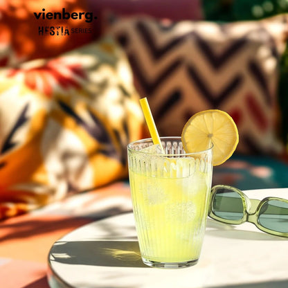 Premium Matcha, Longdrink-Gläser (6er Set) – Massiv & Innen-Geriffelt 415ml