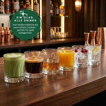 Wave 6 Stück Matcha Gläser 330ml Wellen-Design, extra schwer & massiv