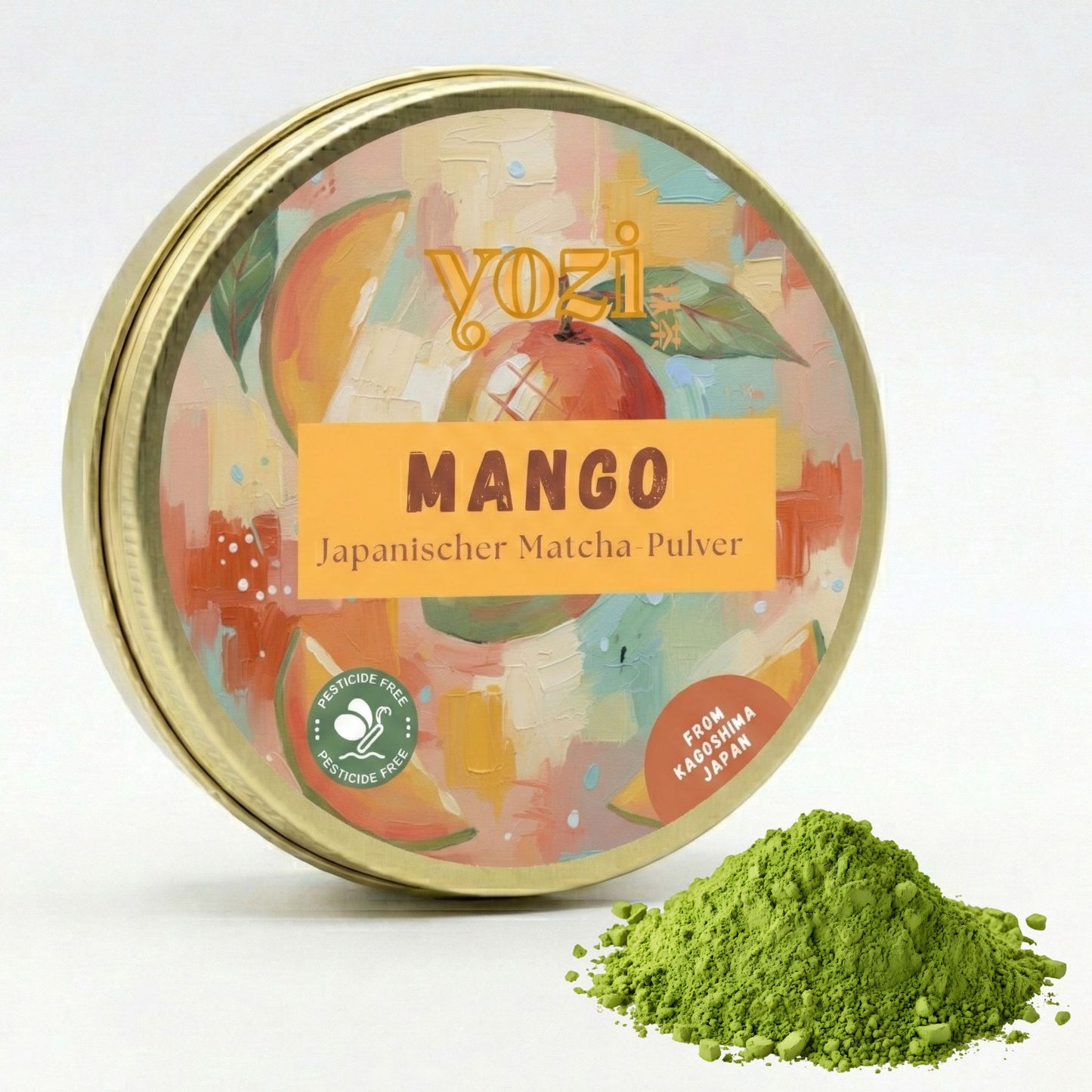 Ceremonial japanischer Matcha Tee Pulver mit Mango Geschmack, 40g Dose