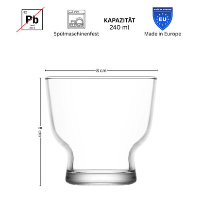 Petit 240 ml Glas Set 6 Stück Vielseitige Trinkgläser & Dessertschalen, Glasschalen