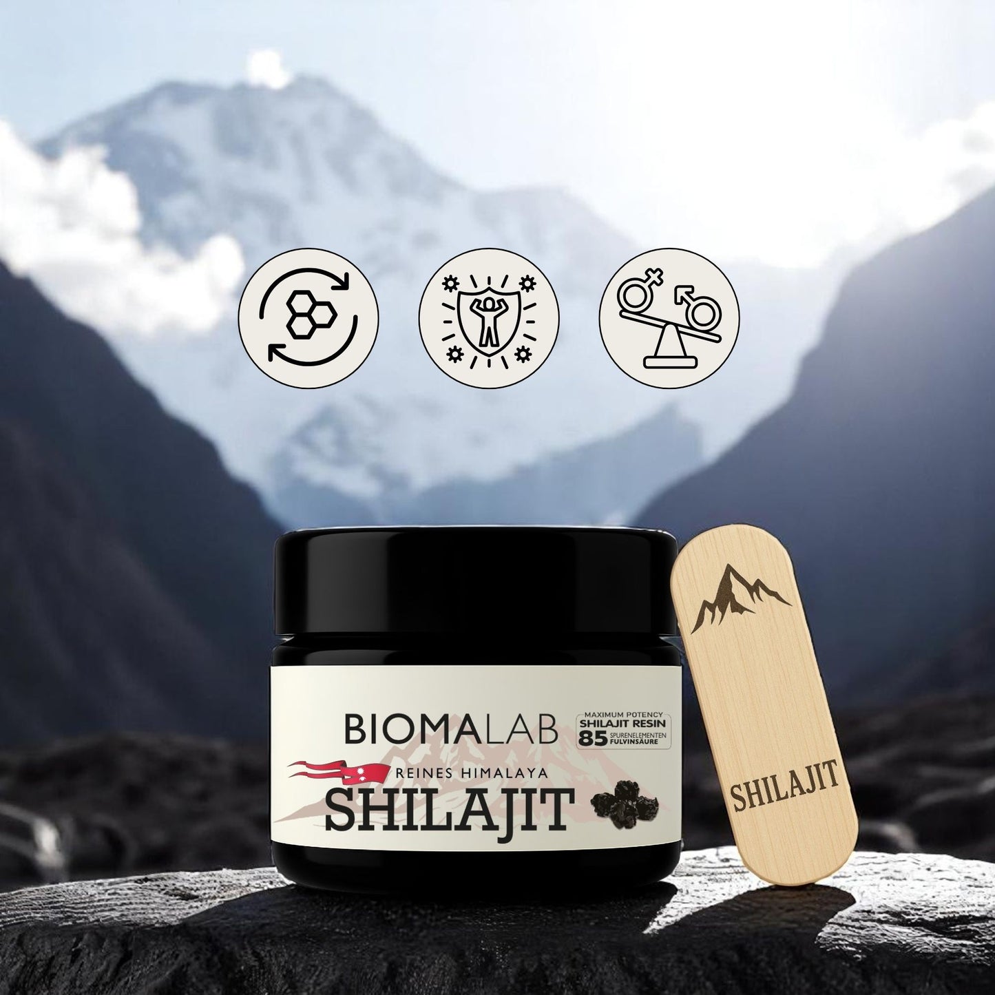 Shilajit Harz – aus Himalaya – 30g Glas – Mit 85+ Spurenelementen & Fulvinsäure – Vegan, Labor geprüft, ohne Zusätze, 60 Tage Vorrat Männer & Frauen