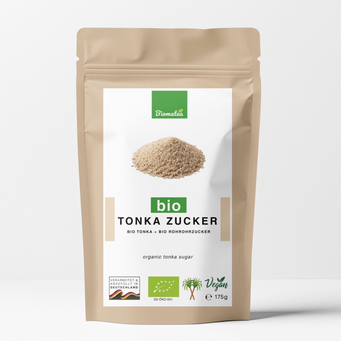 Bio Tonka Zucker 175 g – Aromatischer Tonkabohnen Zucker – Feiner Duft nach Vanille & Mandel, organik Tonkazucker