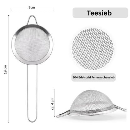 Edelstahl Teesieb – 19 cm | 304 Edelstahl Feinmaschensieb für Matcha & losen Tee, Matcha-Sieb