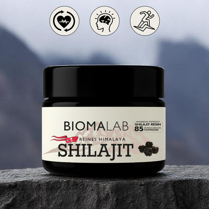 Shilajit Harz – aus Himalaya – 30g Glas – Mit 85+ Spurenelementen & Fulvinsäure – Vegan, Labor geprüft, ohne Zusätze, 60 Tage Vorrat Männer & Frauen