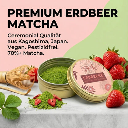 Ceremonial japanischer Matcha Tee Pulver mit Erdbeere Geschmack, 40g Dose