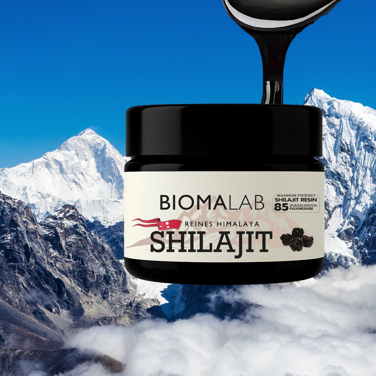 Shilajit Harz – aus Himalaya – 30g Glas – Mit 85+ Spurenelementen & Fulvinsäure – Vegan, Labor geprüft, ohne Zusätze, 60 Tage Vorrat Männer & Frauen