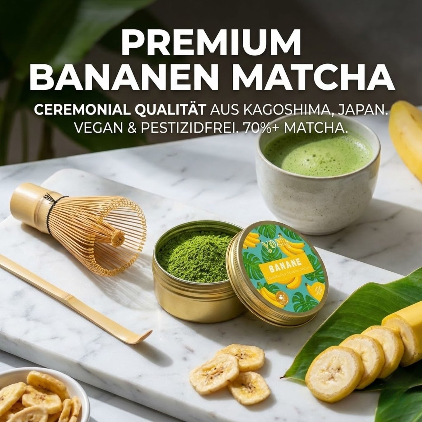 Ceremonial japanischer Matcha Tee Pulver mit Banane Geschmack, 40g Dose