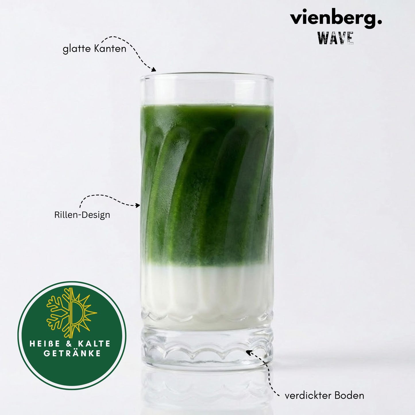 Wave 6 Stück Matcha Gläser 390ml Wellen-Design, extra schwer & massiv