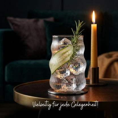 Ripple Matcha-Gläser 6er Set 400ml | Wellen-Design für Matcha Latte Glas, Iced Coffee & Smoothies Trinkgläser