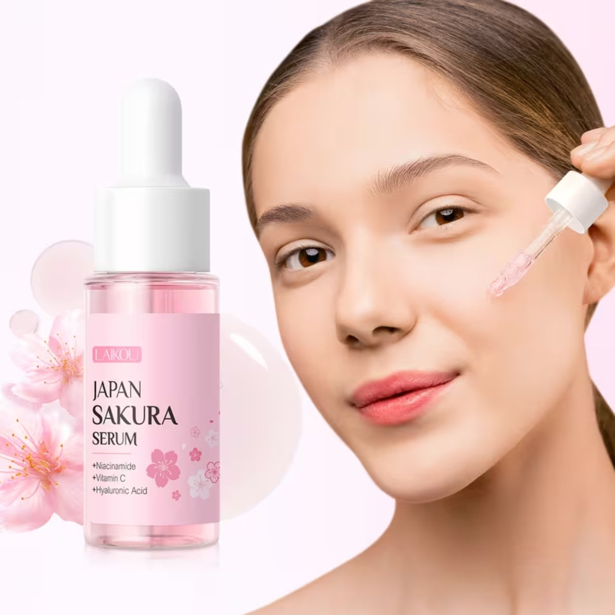 Sakura Gesichtspflege-Geschenkset, 4-teilig – Reinigung, Serum, Augencreme & Gesichtscreme