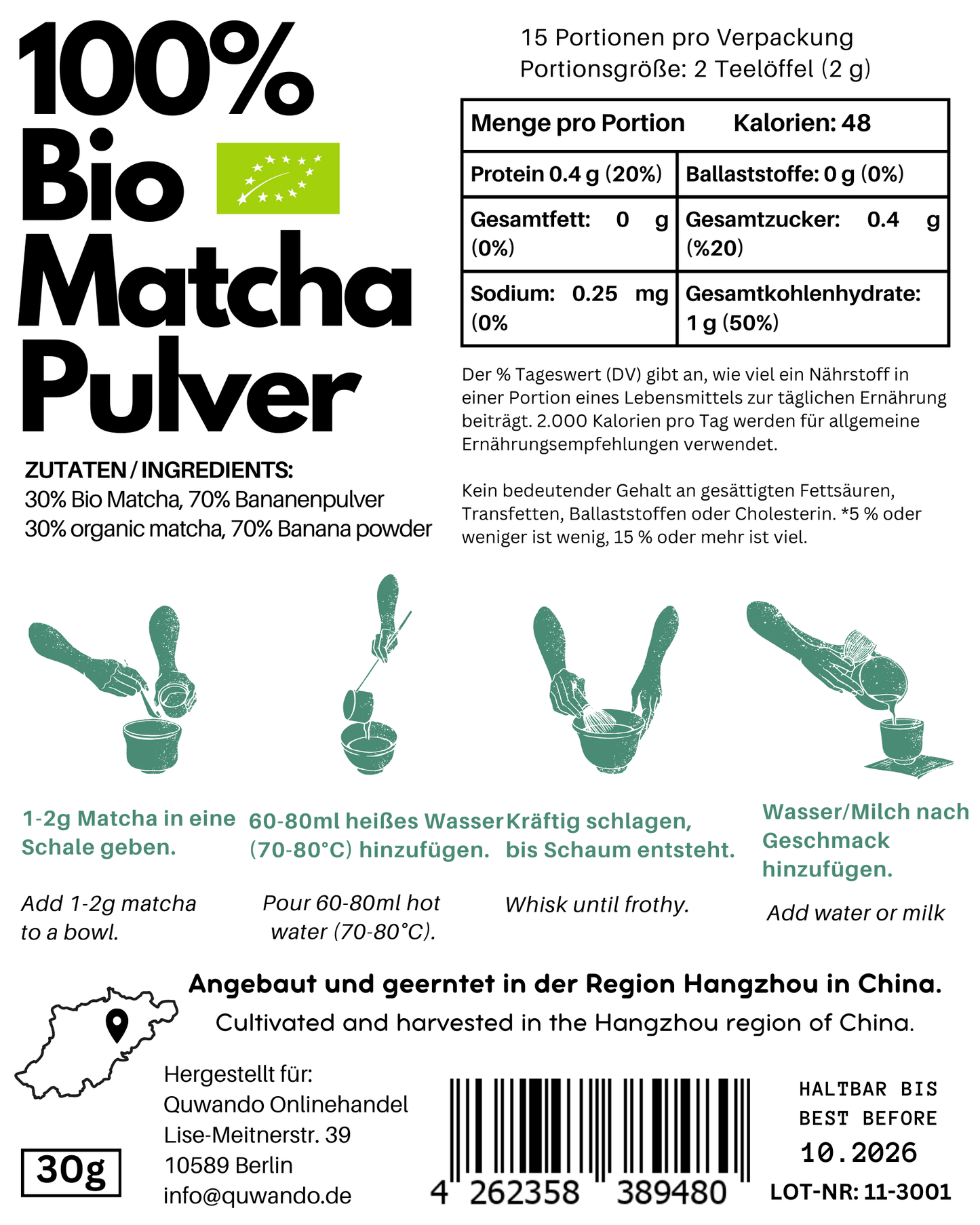 Banane Matcha, 30g