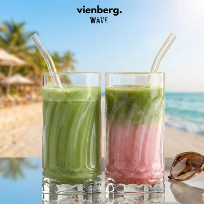 Wave 6 Stück Matcha Gläser 390ml Wellen-Design, extra schwer & massiv