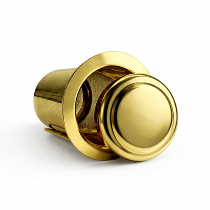 Edelstahl Teesieb Gold mit Deckel & Tee-Löffel | Feinmaschiger Dauerfilter für Tassen