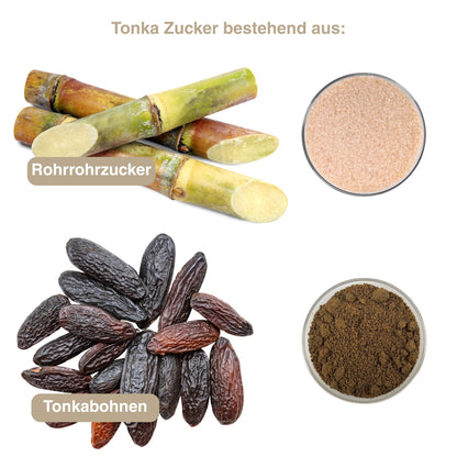Bio Tonka Zucker 175 g – Aromatischer Tonkabohnen Zucker – Feiner Duft nach Vanille & Mandel, organik Tonkazucker